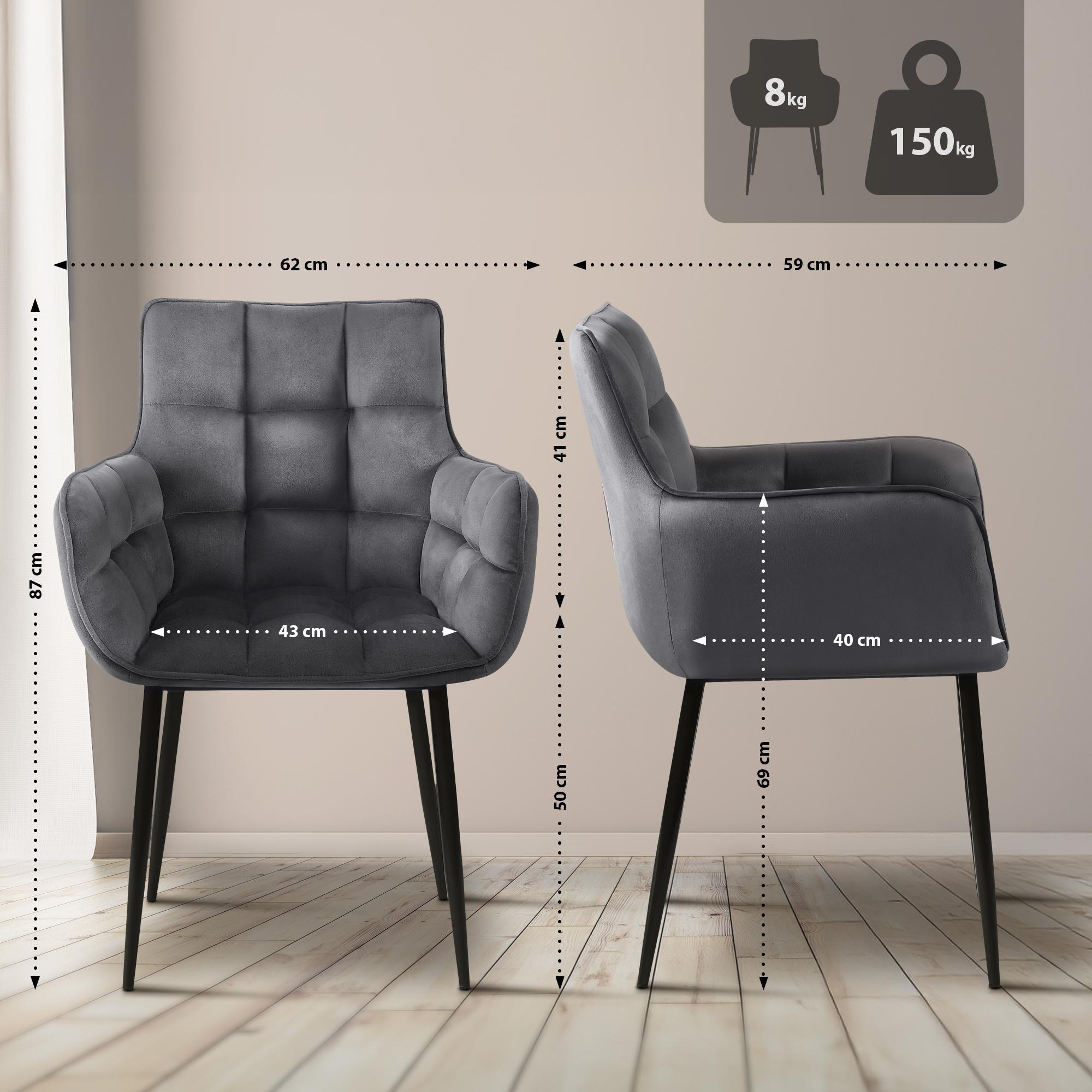 Thumbnail - CLP Esszimmerstuhl, Dunkelgrau, Textil, 62x87x59 cm, Esszimmer, Stühle, Esszimmerstühle, Vierfußstühle