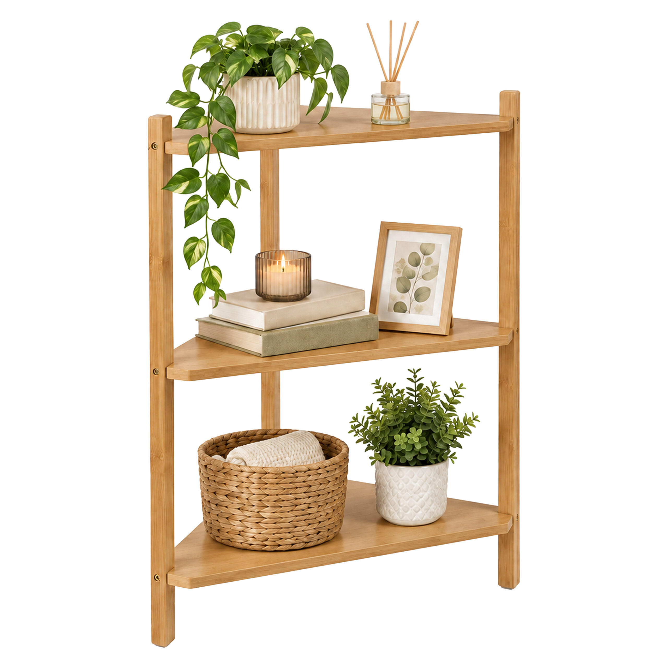 ECKREGAL Natur 3 Ablagen Bambus - Hellbraun, Holz/Holzwerkstoff (46/60/25cm) - Relaxdays