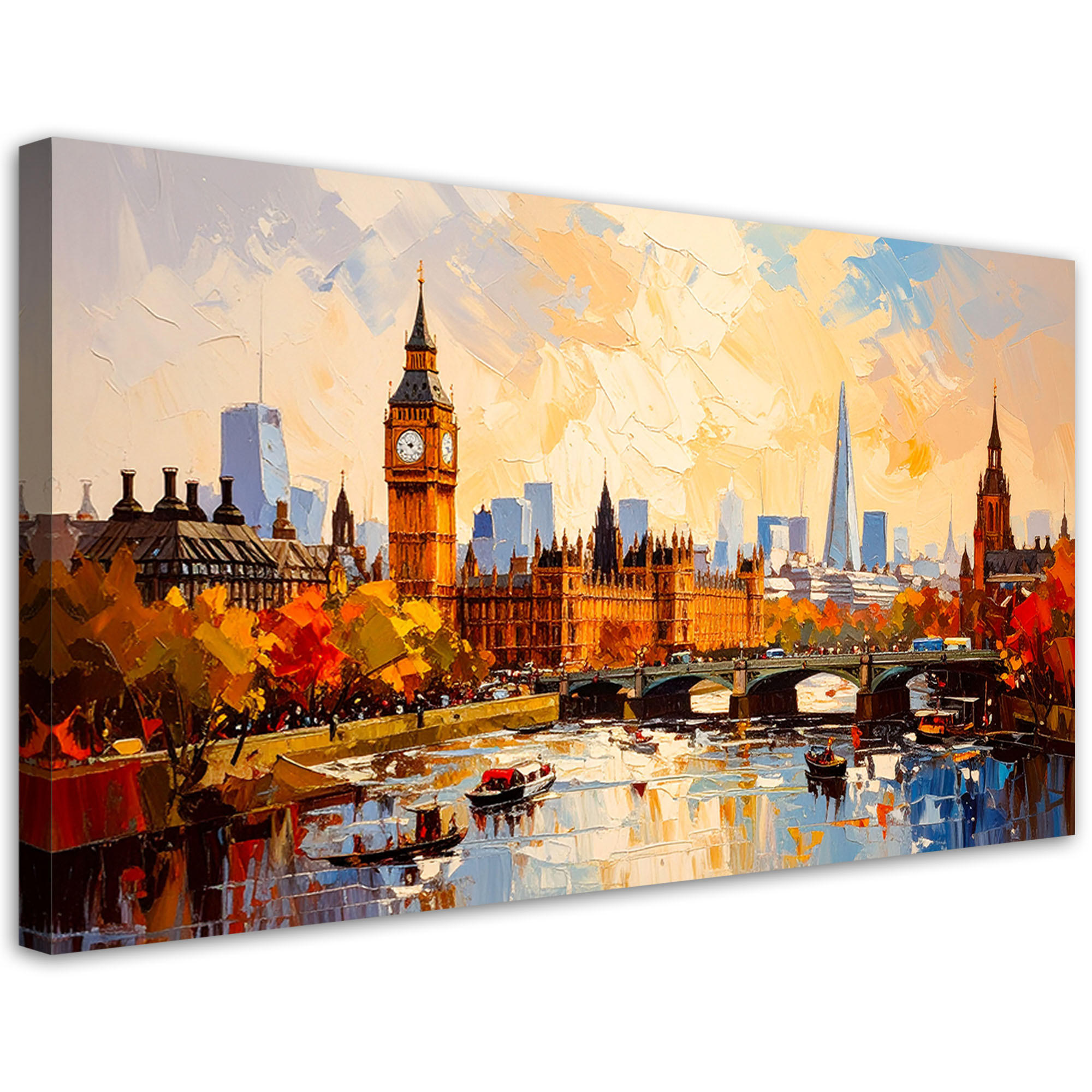 LEINWANDBILD Panorama von London Big Ben 100x50cm - Multicolor, Textil (100/50cm) - Feeby