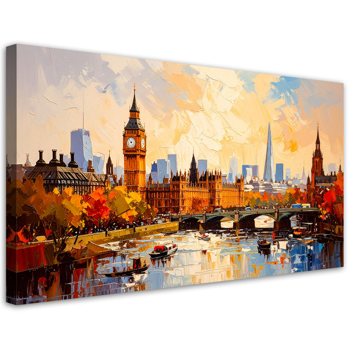 LEINWANDBILD Panorama von London Big Ben 100x50cm - Multicolor, Textil (100/50cm) - Feeby
