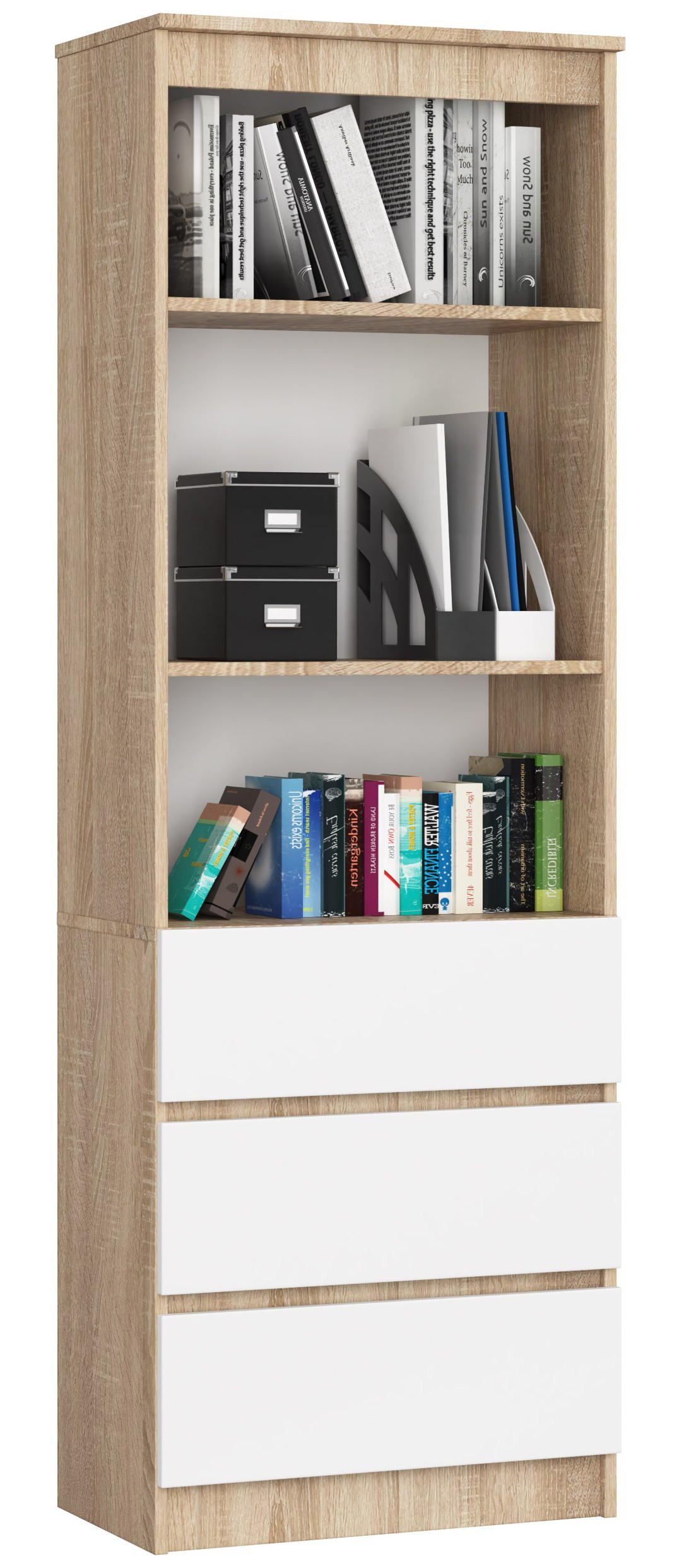 Akord Mehrzweckschrank Sonoma Eiche, Weiß 60x180x35 cm
