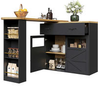 BARTISCH 138-204/39/104 cm mit Stauraum und 360° Drehfunktion in Schwarz - Schwarz, Holzwerkstoff (39/204/104cm) - BEAOK