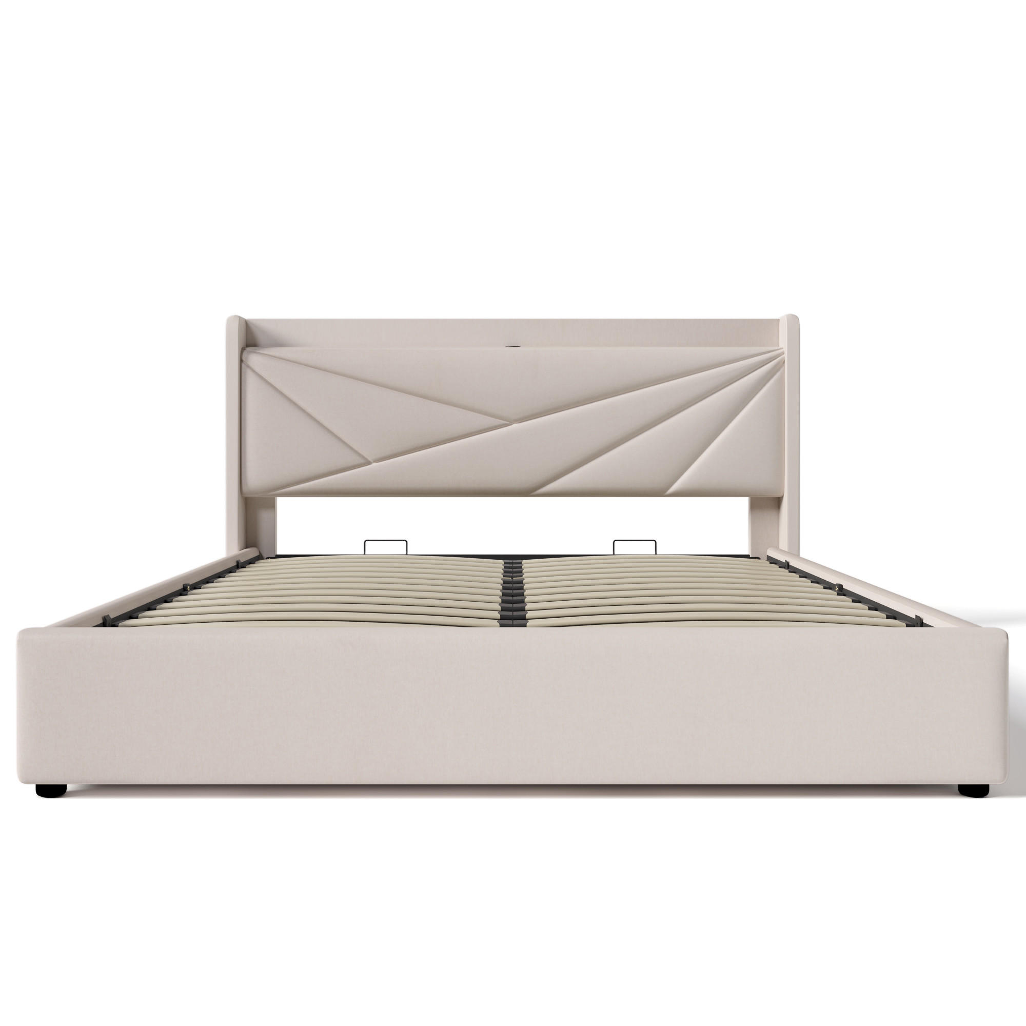 POLSTERBETT 180/200 cm Beige mit USB Typ C Ladefunktion und Stauraumbetten (Ohne Matratze) - Beige, Textil (180/200cm) - Oxeza