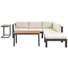 LOUNGE SET 5-Sitzer schwarz Auflagen beige Messina - Beige/Schwarz, Metall - Beliani