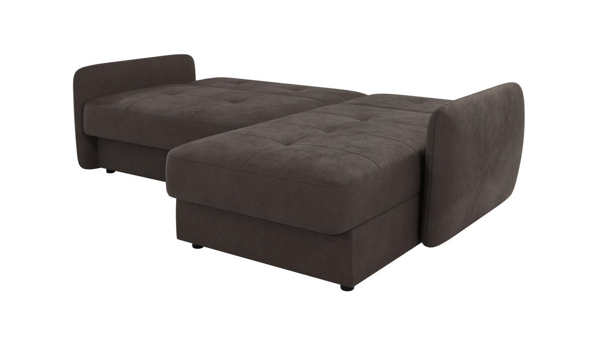 ECKSOFA Lupo Braun - Khaki Mikrofaser - Dunkelbraun/Schwarz, Holz/Kunststoff (232/147cm) - S-Style Möbel