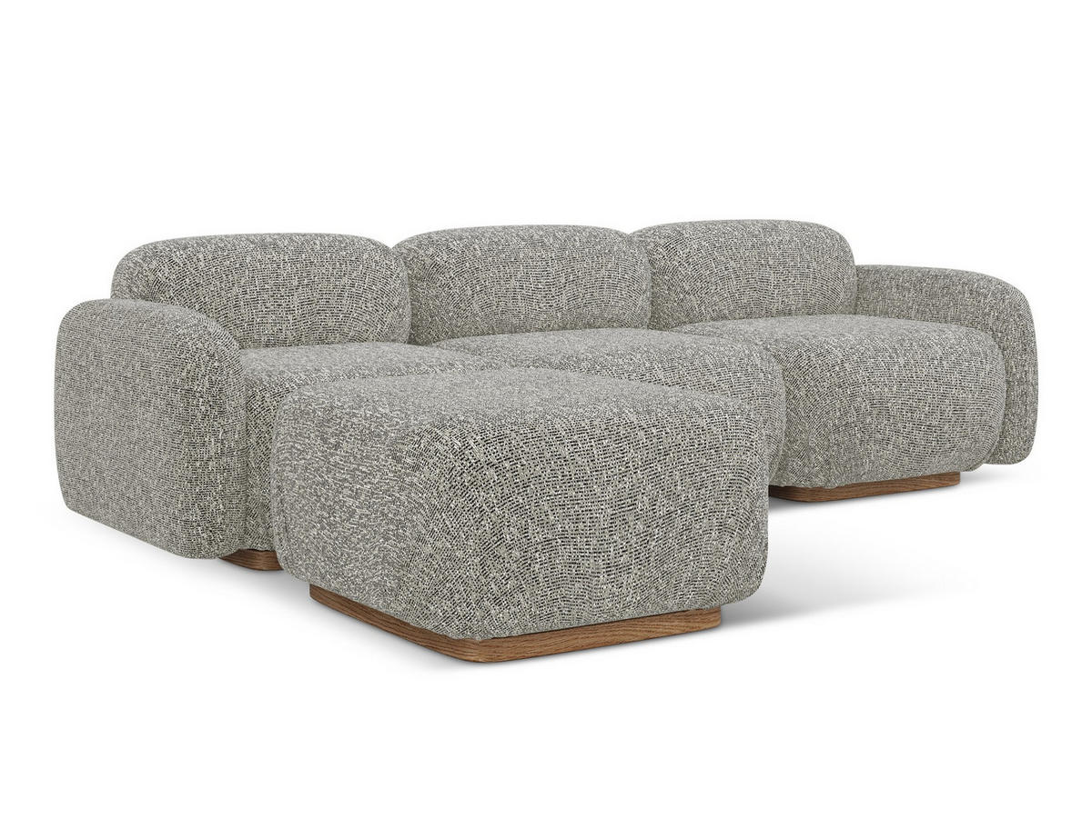 ECKSOFA Beidseitig Strukturstoff Stoff Beige - Beige/Braun, Holz/Textil (270/190cm) - Makamii