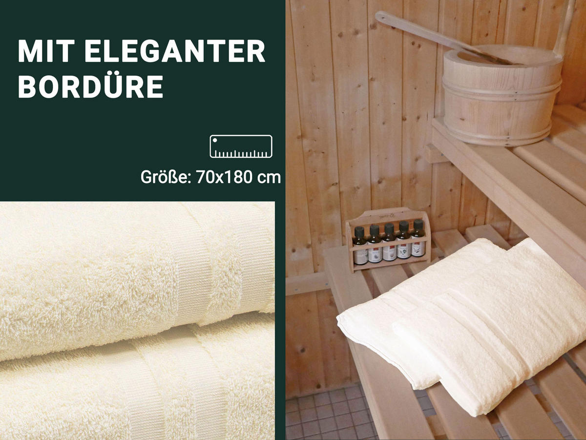 SAUNATUCH, 2er-Set, 70x180 cm, 100% Baumwolle, Beige - Beige, Textil (70/180cm) - Zollner