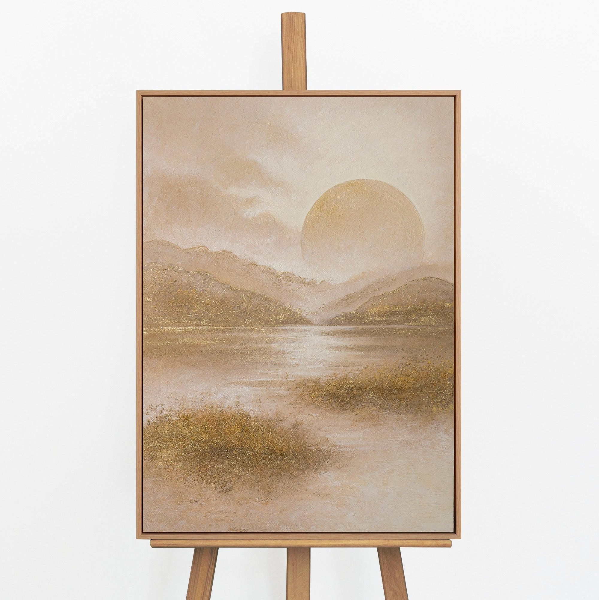 GEMÄLDE Warmer Horizont Schattenfugenrahmen Eichefarben 70x50 cm - Eichefarben, Holz (70/50cm) - YS-art gallery
