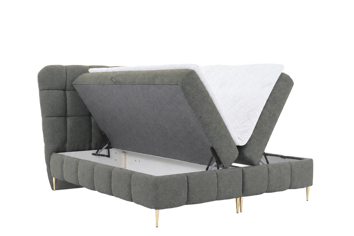 BOXBETT Mit Zwei Bettkasten, Stoff Corbett, Dunkelgrau, 160x200 cm, LOLLY - Dunkelgrau, Holz (160/200cm) - Kaiser Möbel