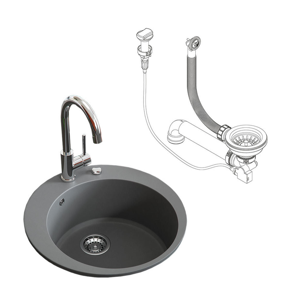 UMYVADLO Šedá - tmavě šedá, keramika (50.5/19/50.5cm) - Bergstroem