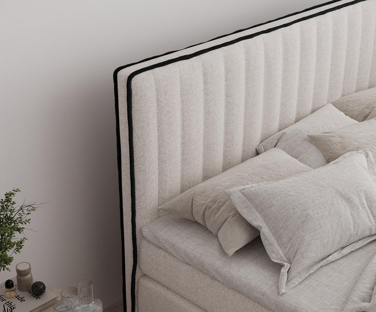 BOXSPRINGBETT Nocturne Beige 180/200 cm - Beige/Schwarz, Holz/Holzwerkstoff (180/200cm) - Maison de Reve