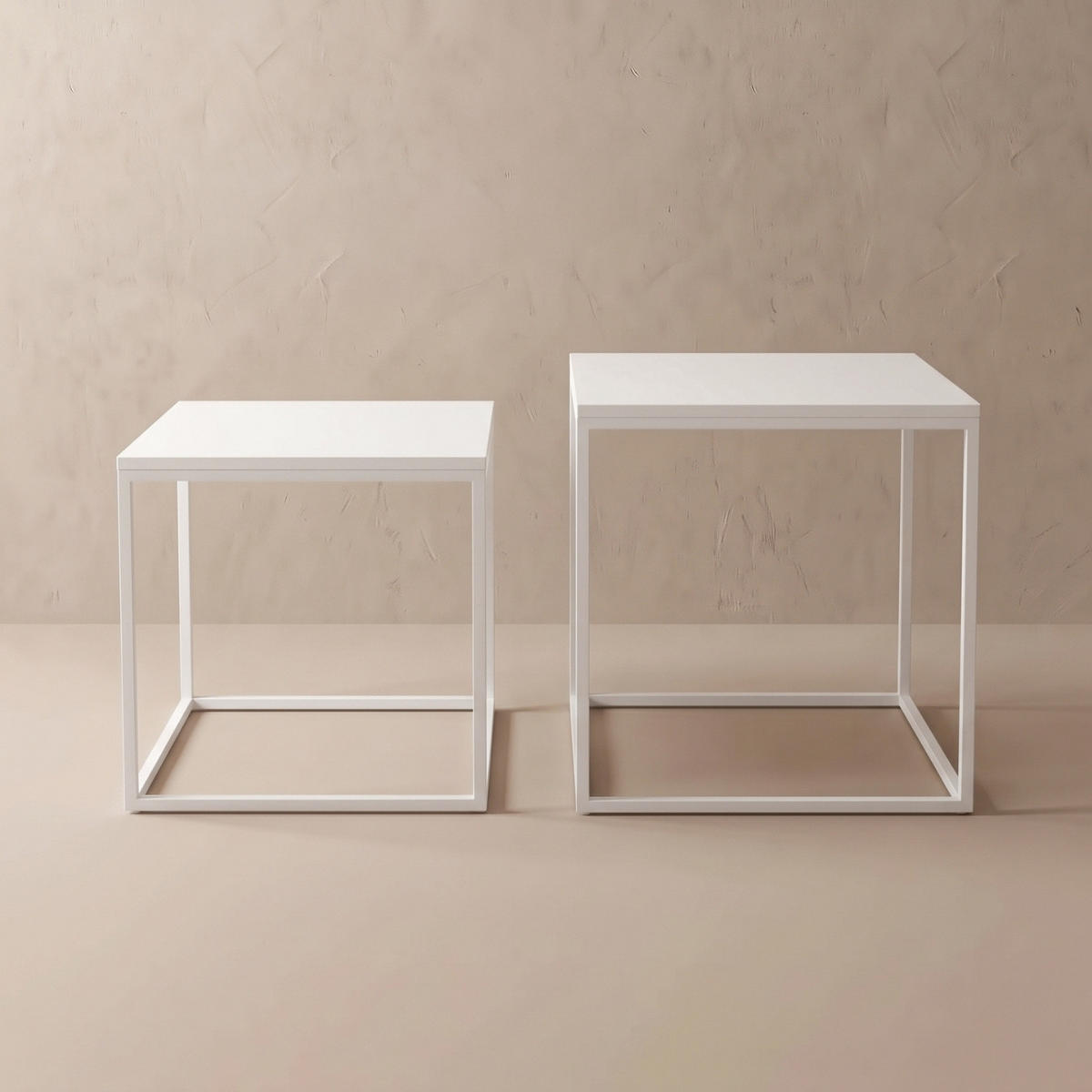 COUCHTISCH 2er-Set quadratisch Weiß - Weiß, Metall (50/50/50.5cm) - SCENA LIVING