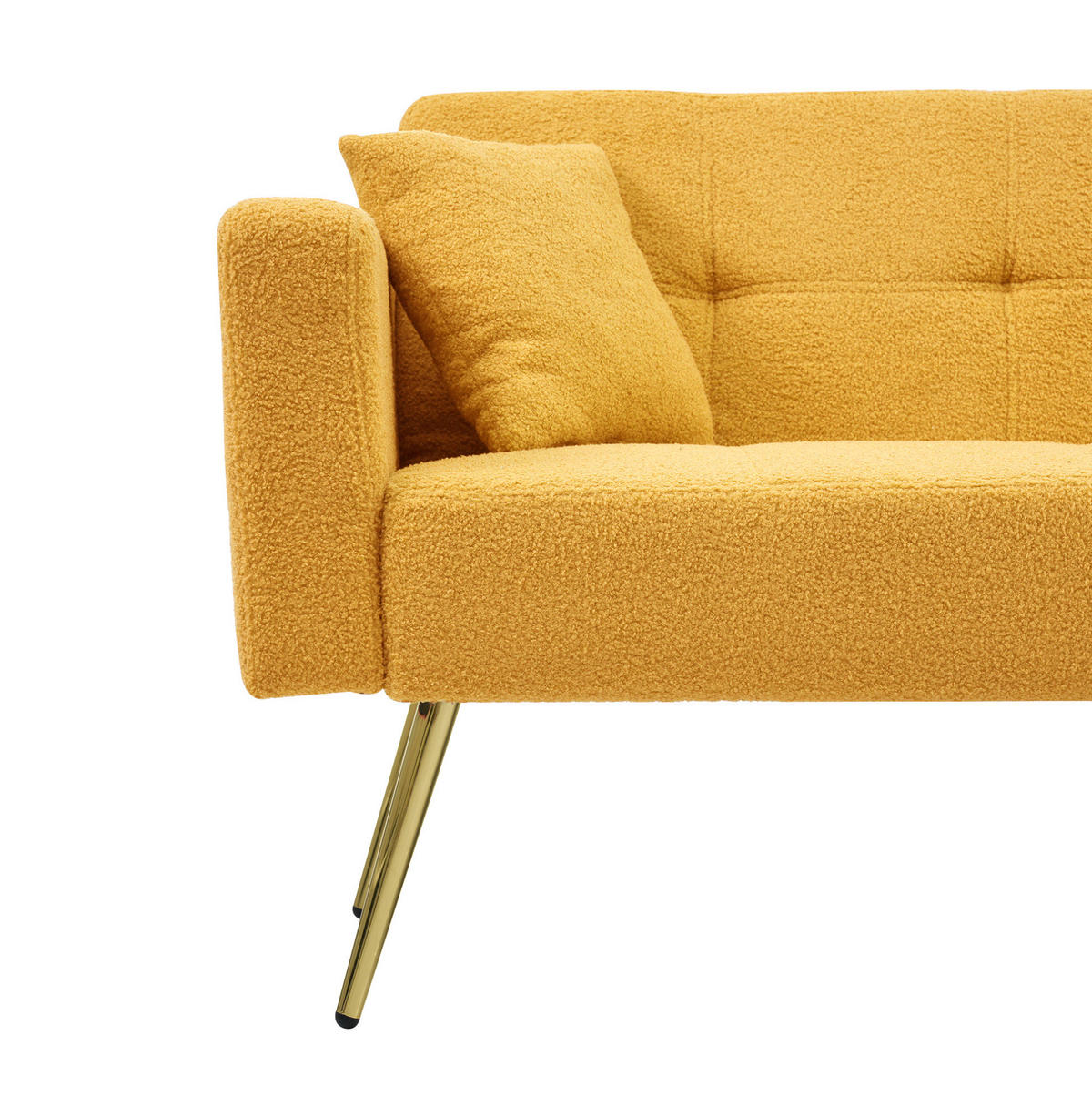 SCHLAFSOFA aus Sherpa 175x64x72 cm in Gelb mit Schlaffunktion & Seitentaschen - Gelb, Textil (175/72/64cm) - Modfu