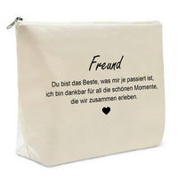 KOSMETIKTASCHE mit Aufdruck 27 x 18 x 8 cm - Creme, Textil (20/7/26cm)