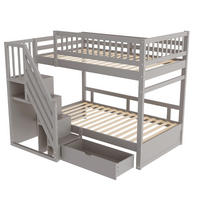 ETAGENBETT 90/200 cm Grau aus Massivholz mit Stauraum und Lattenrosten - Grau, Holz (90/200cm) - Flora Grace