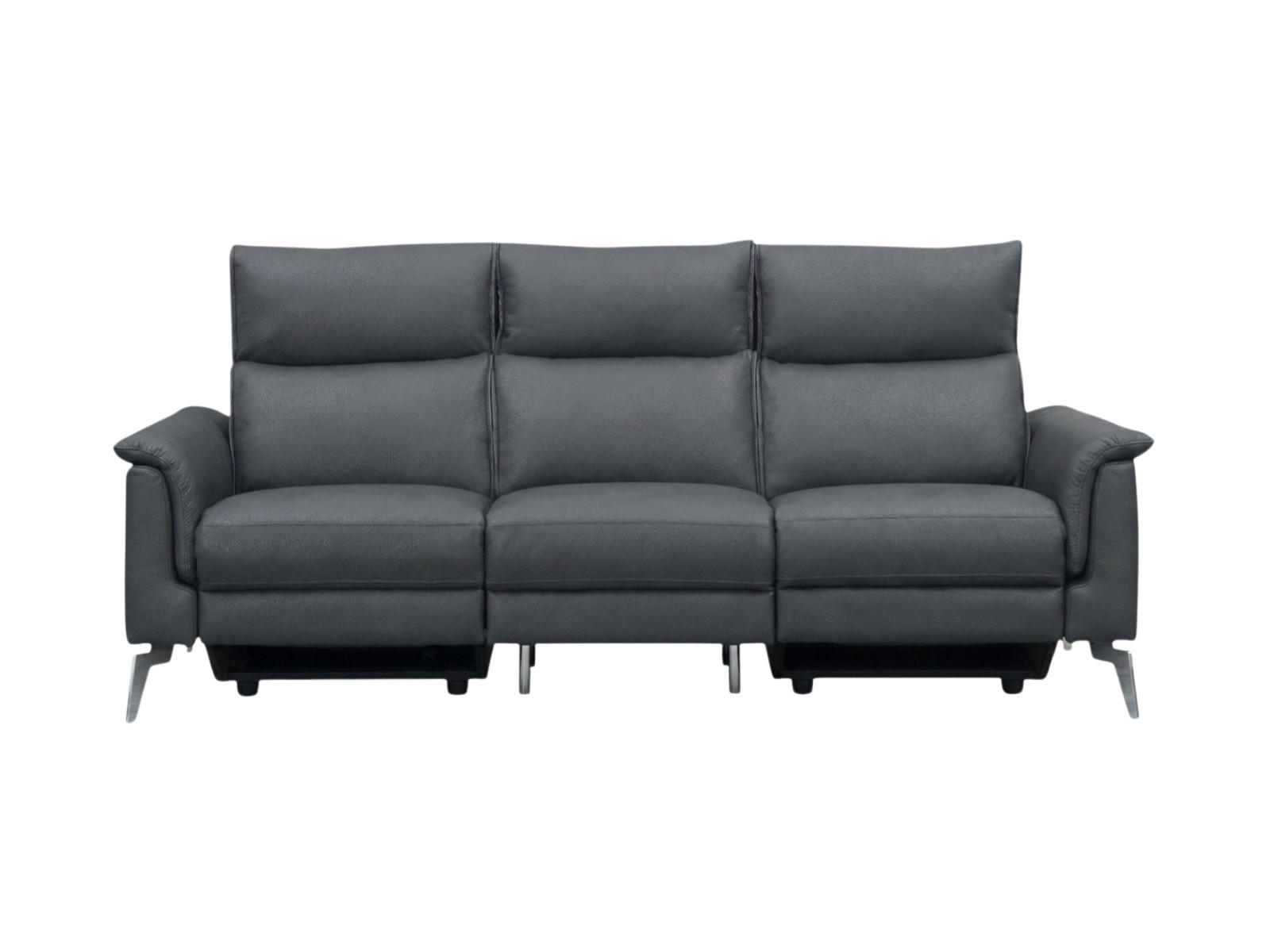 3-SITZER Sofa Borea Echtleder Anthrazit - Anthrazit, Leder/Metall (220/102/98cm)