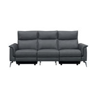 3-SITZER Sofa Borea Echtleder Anthrazit - Anthrazit, Leder/Metall (220/102/98cm)