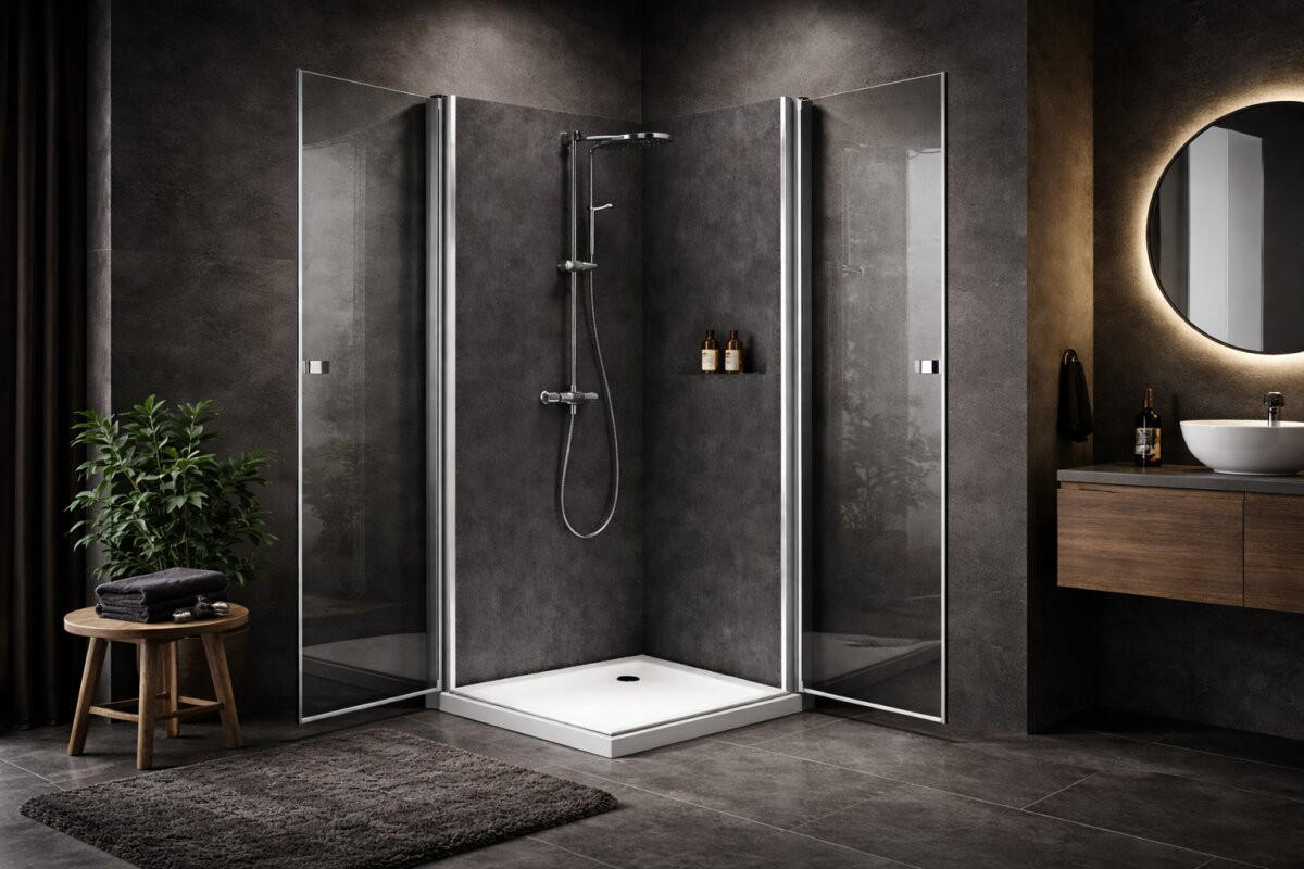 DUSCHKABINE Sofia 100x100x195cm Eck - Silberfarben, Glas (100/100/195cm) -  Glaswerk Westfalen