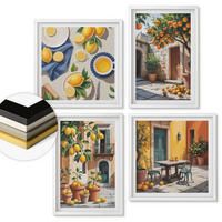 WANDBILDER 4er-Set - 50x50 cm & 40x60 cm Weißer Rahmen - Zitrusbäume in einem sonnigen Garten - Weiß, Kunststoff (50/50cm) - ArtPrintCave