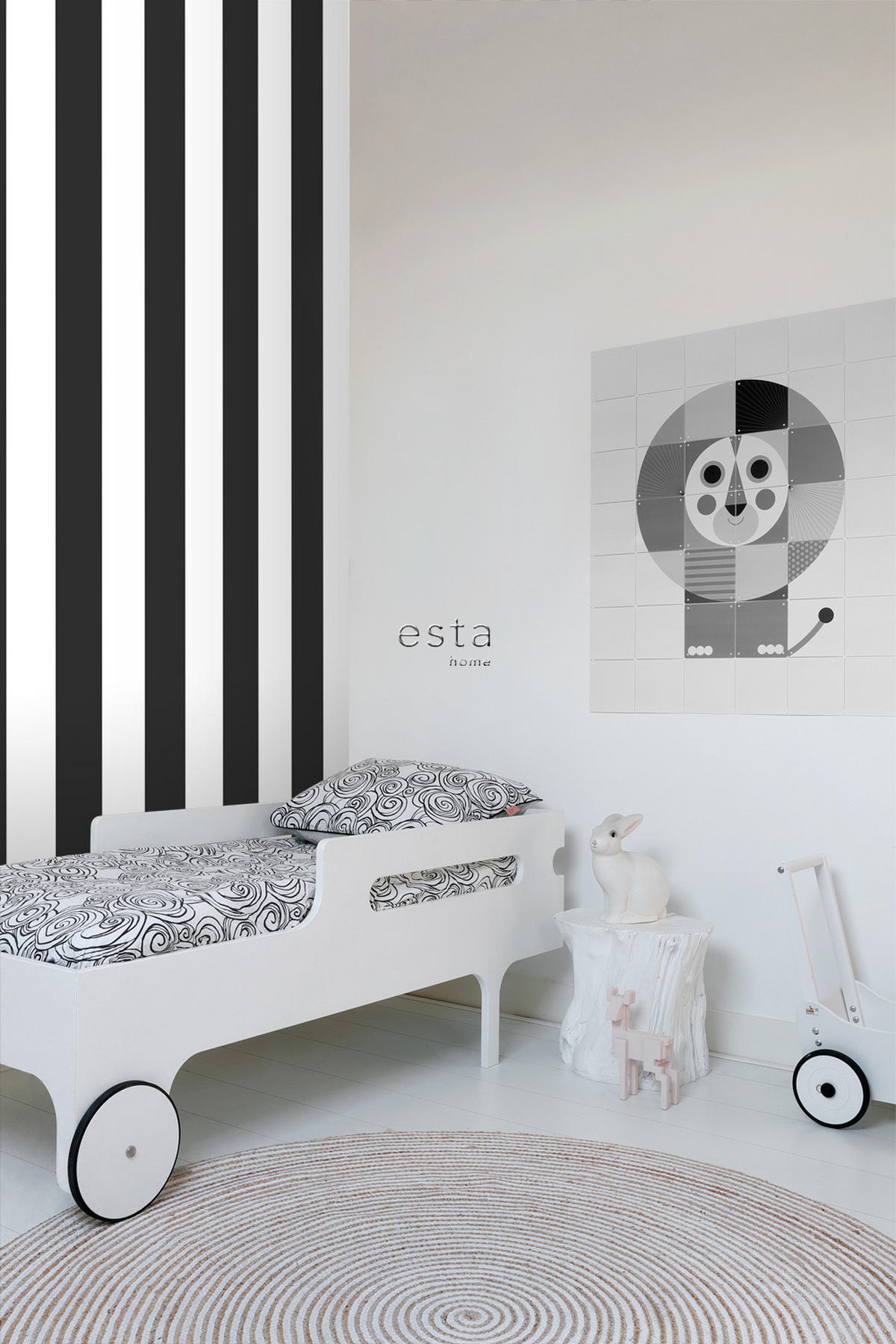 TAPETE Streifen 53 cm x 10.05 m - Schwarz, Papier (53/1000cm) - ESTAhome