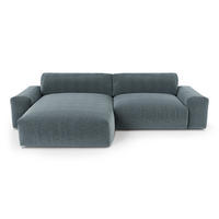 ECKSOFA LINKS Rastergewebe mit weichem Griff Jeansblau 310cm - Blaugrau, Textil (174/310cm) - Sia Home