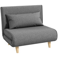 EINZELSOFA Sofabett Klappsofa verstellbar Rückenlehne nordisch skandinavisch - Naturfarben/Grau, Holz/Textil (78/80/94cm) - HOMCOM