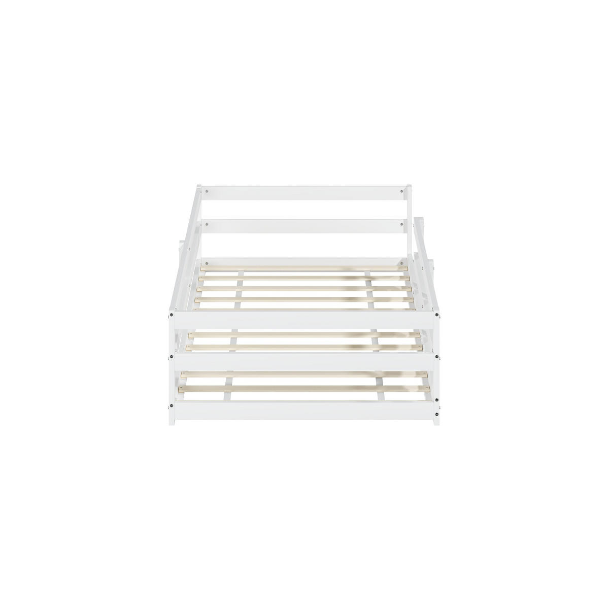 BODENBETT 90/200 cm DE-33039 mit Schutzgitter Weiß - Weiß, Holz (90/200cm) - ComfortXL
