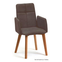 ARMLEHNSTUHL (2er-Set) Dardana 52x92x60 Eiche geölt/Braun - Eichefarben/Braun, Kunststoff (60/92/52cm) - 58aufmkessel