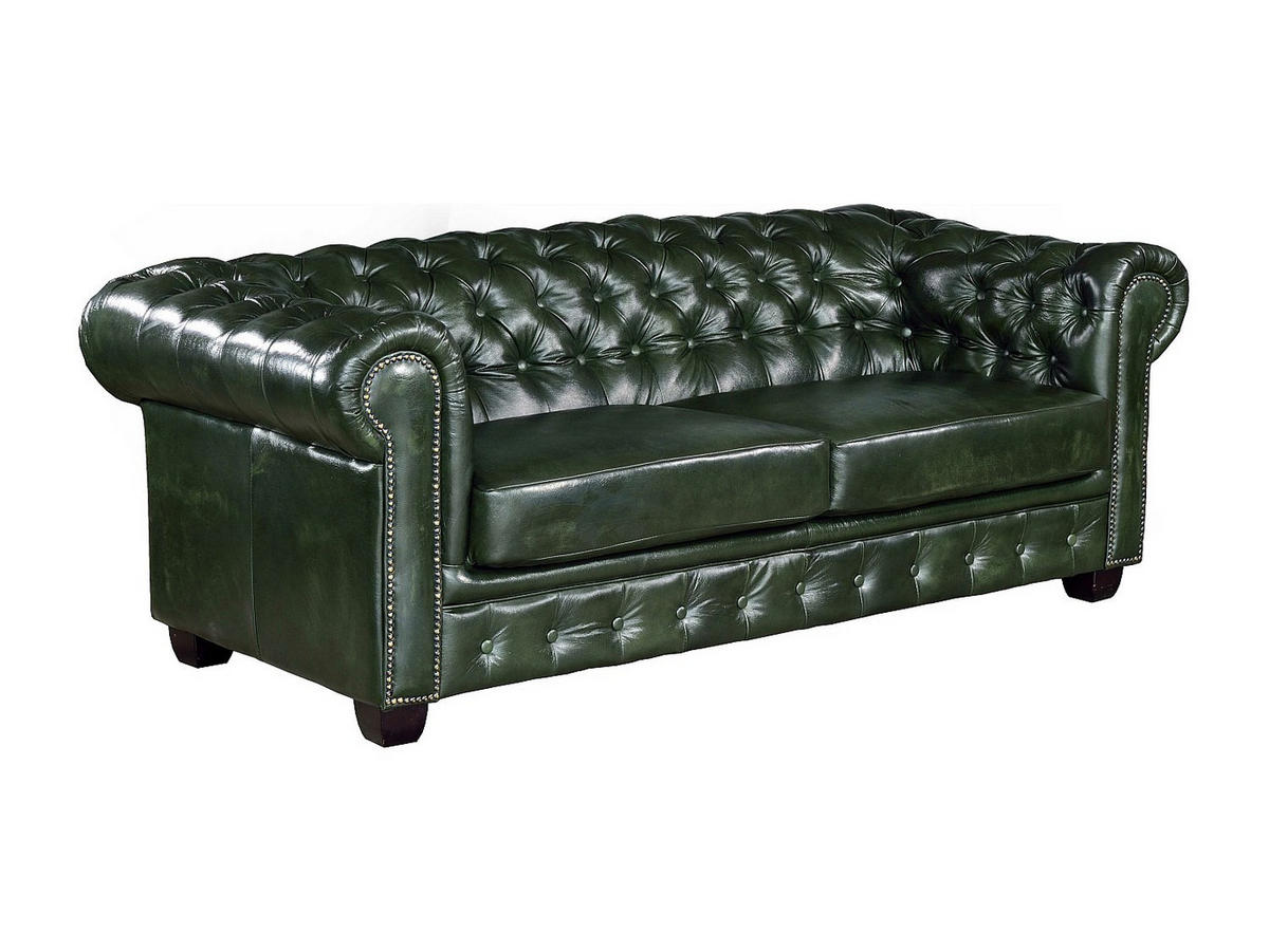 COUCHGARNITUR mit Sessel - 4 Personen - Leder - Tannengrün - BRENTON - Waldgrün, Leder (201/73/96cm) - Vente-Unique