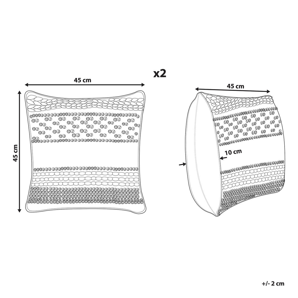DEKOKISSEN 2er-Set Blau 45/45 cm Dewberry - Blau/Beige, Textil (45/45cm) - Beliani