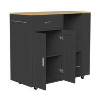 KÜCHENWAGEN rollbar 3 Ebenen Gewürzregal offen schwarz - Schwarz, Holz (46/92/102cm) - LEBENLANG