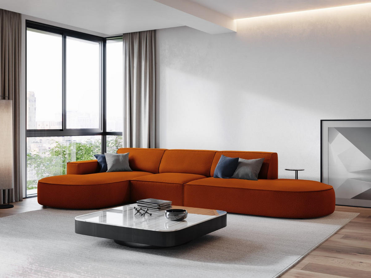 ECKSOFA links Jodie aus strukturiertem Stoff terrakotta 4 Sitzplätze - Terra cotta, Textil (166/342cm) - Micadoni