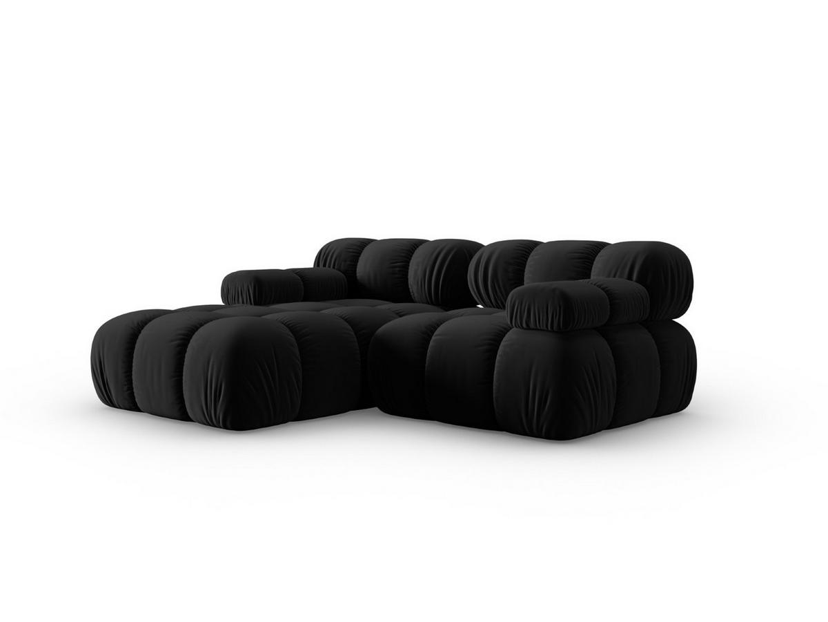 MODULARES-ECKSOFA links Bellis aus Samt schwarz 3 Sitzplätze - Schwarz, Textil (157/191cm) - Micadoni
