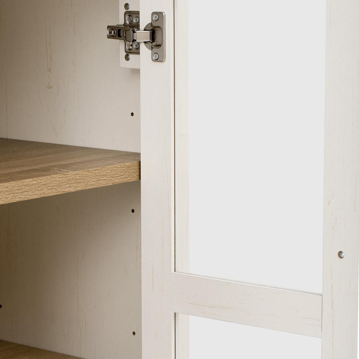 HIGHBOARD Weiß 76,2×40×180 cm mit Glastüren, Schubladen und verstellbaren Einlegeböden aus Holzwerkstoff und Glas - Weiß, Holzwerkstoff (76.2/180/40cm)