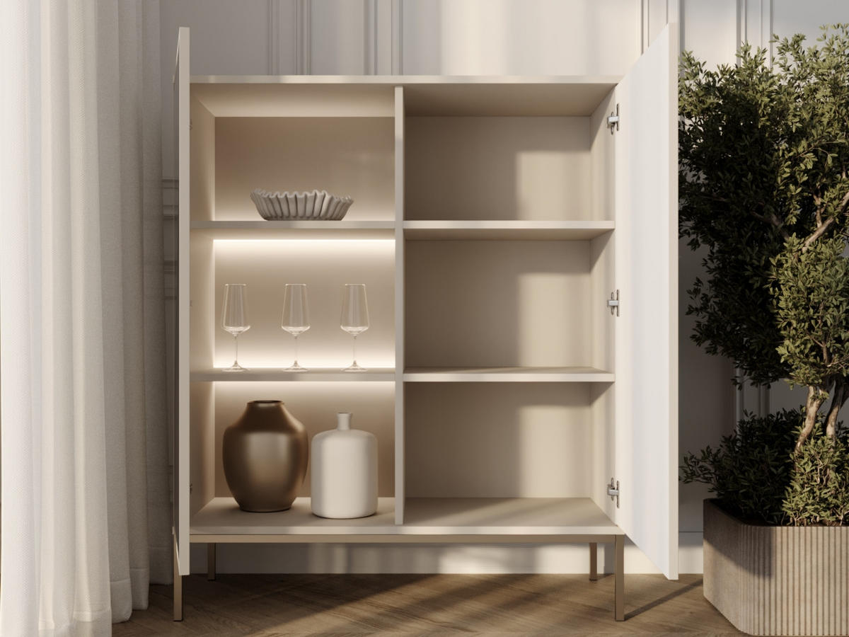 VITRINE Kaschmir 104/126/39 cm Deo - Kaschmir/Champagner, Naturmaterialien/Glas (104/126/39cm) - Graingold