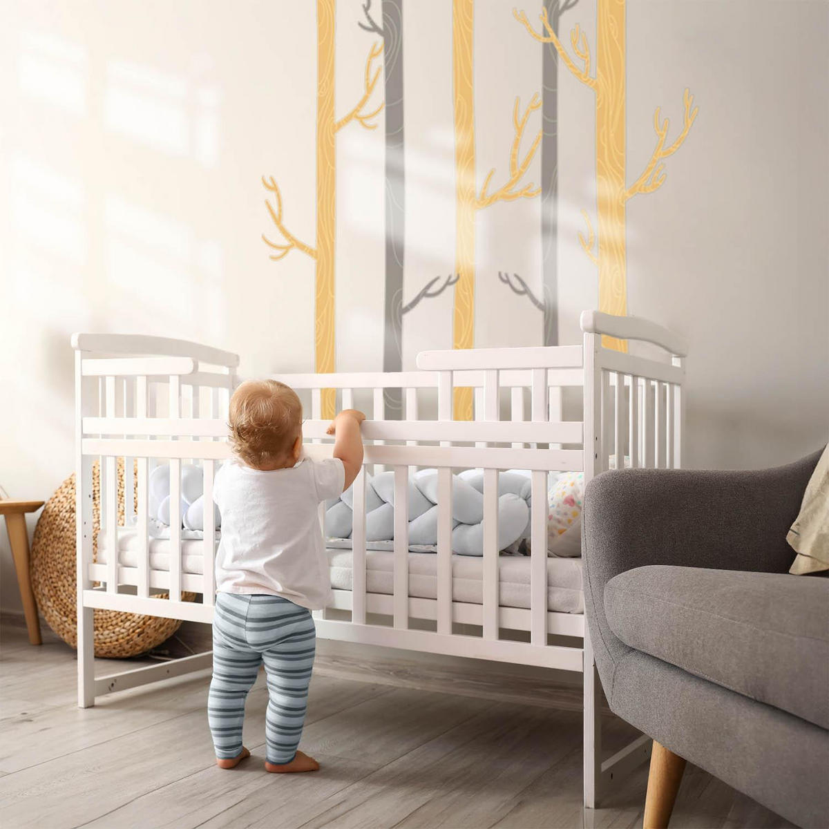 WANDAUFKLEBER 130x220cm - Zierbäume - Multicolor, Kunststoff (130/220/0.1cm) - Wallfluent