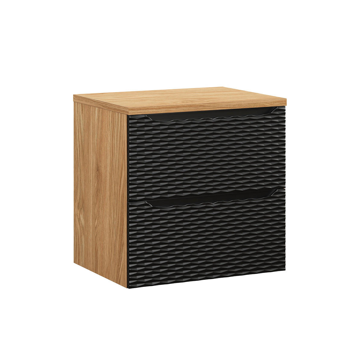 WASCHTISCHUNTERSCHRANK 60cm Elora Schwarz und Holz - Schwarz, Holzwerkstoff (60/59/46cm) - Petits-meubles