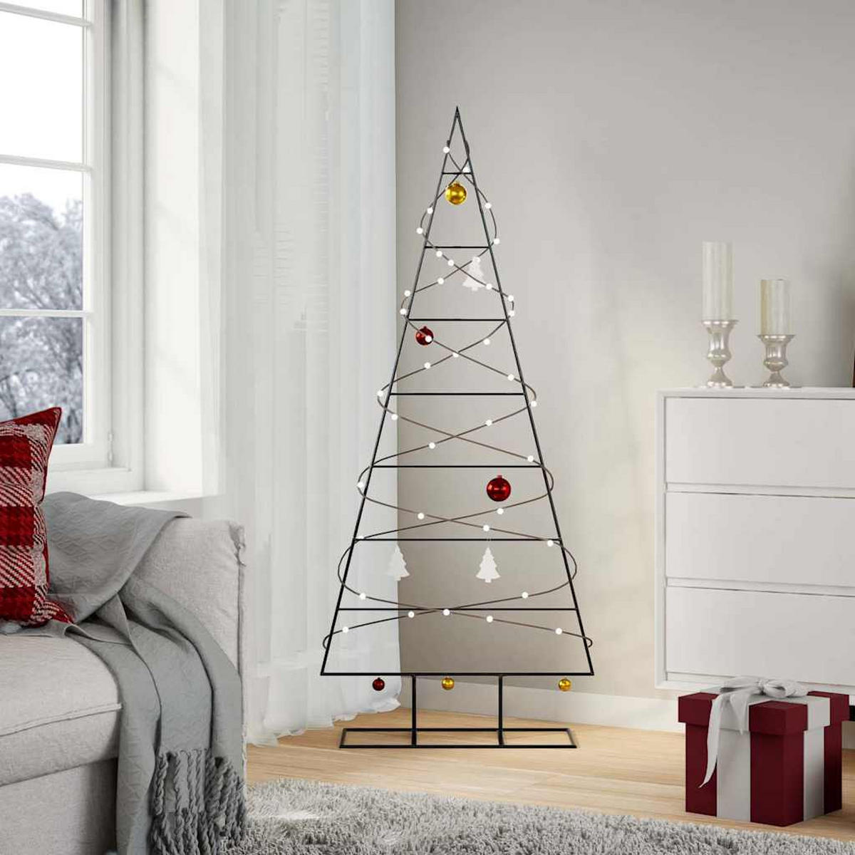 WEIHNACHTSBAUM Metall 65/24/150 Cm Schwarz Stahl - Schwarz, Metall (150cm) - vidaXL