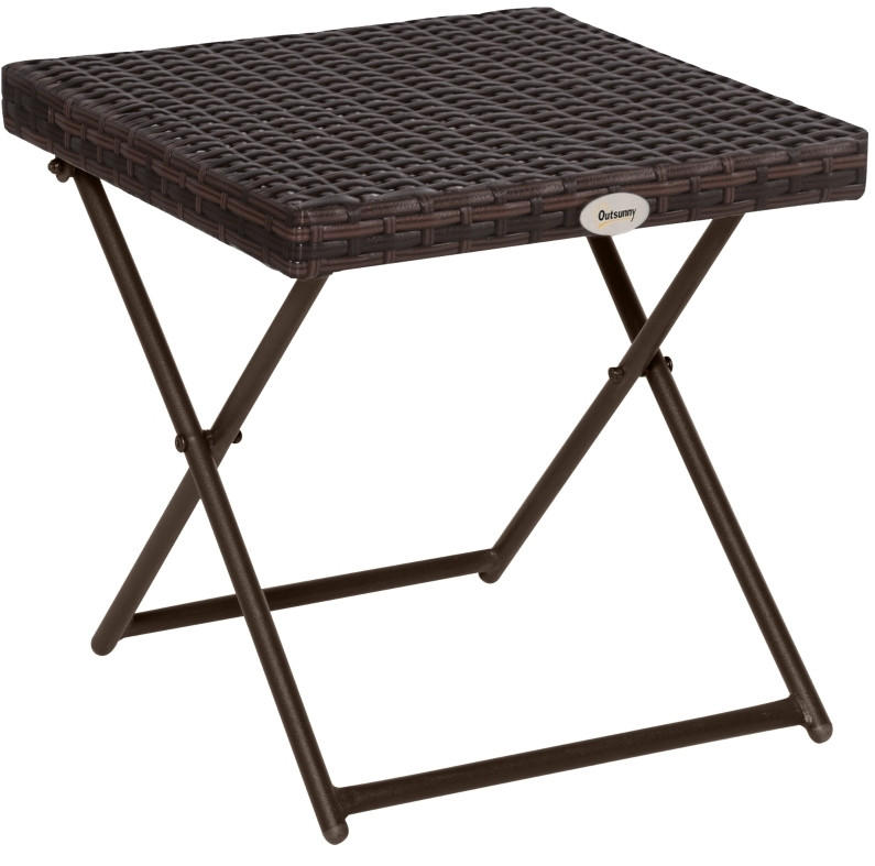GARTENTISCH 40/40/40 cm klappbar in Rattanoptik mit robustem Metallgestell, Braun - Braun, Metall (40/40/40cm) - Redom