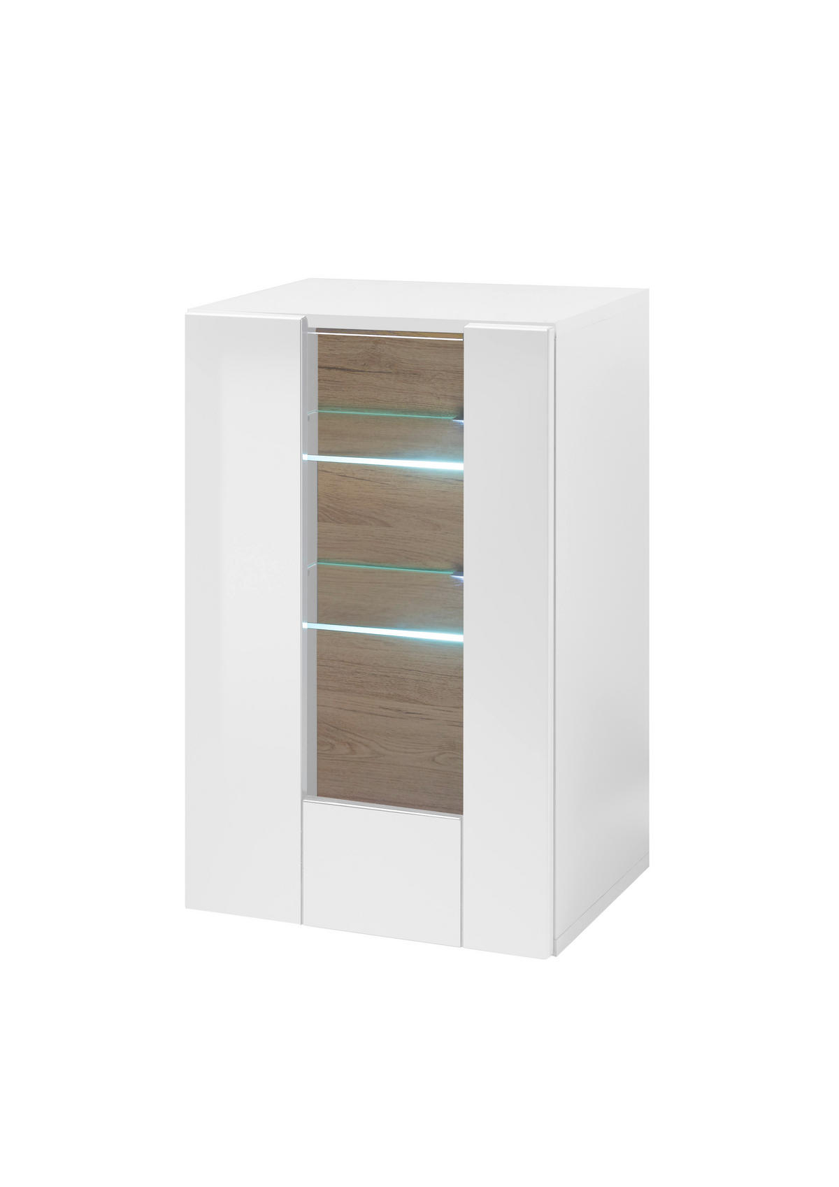 VITRINE M14 Weiß Hochglanz 45/71/38 cm - Weiß Hochglanz, Holzwerkstoff (45/71/38cm) - Livojo