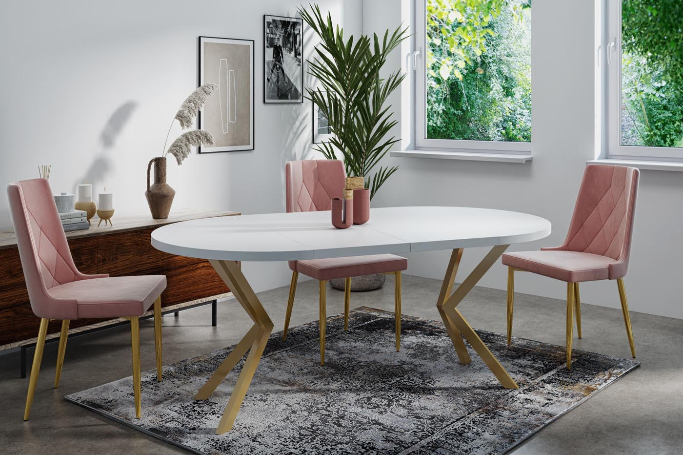 Thumbnail - WFL Group Esstisch, Eiche, Holzwerkstoff, Rund,Rund, 120x76x120 cm, Esszimmer, Tische, Esstische