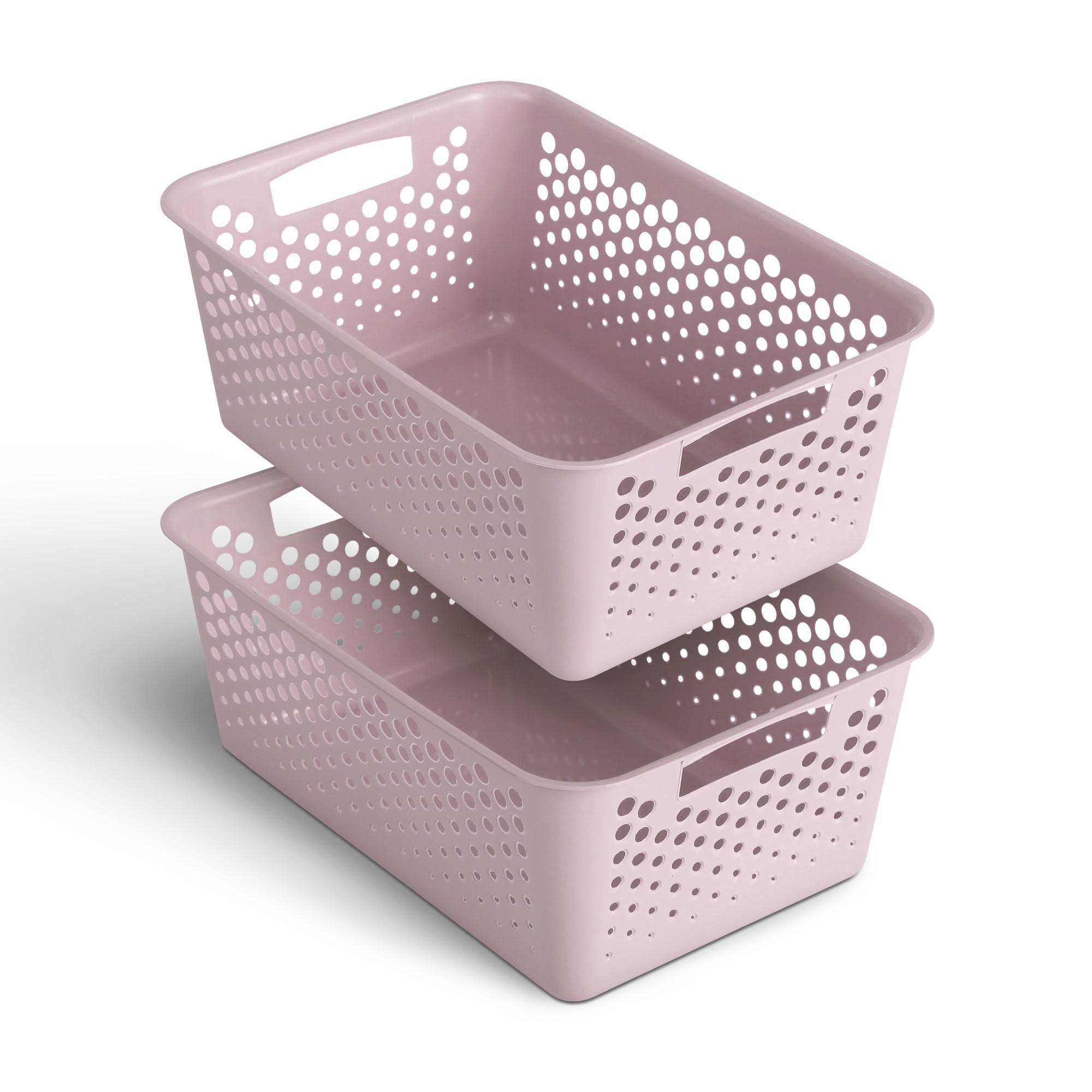 AUFBEWAHRUNGSKORB Rosa 37x26x17 cm - 2er Pack - Rosa, Kunststoff (26/17/37cm) - ProHome