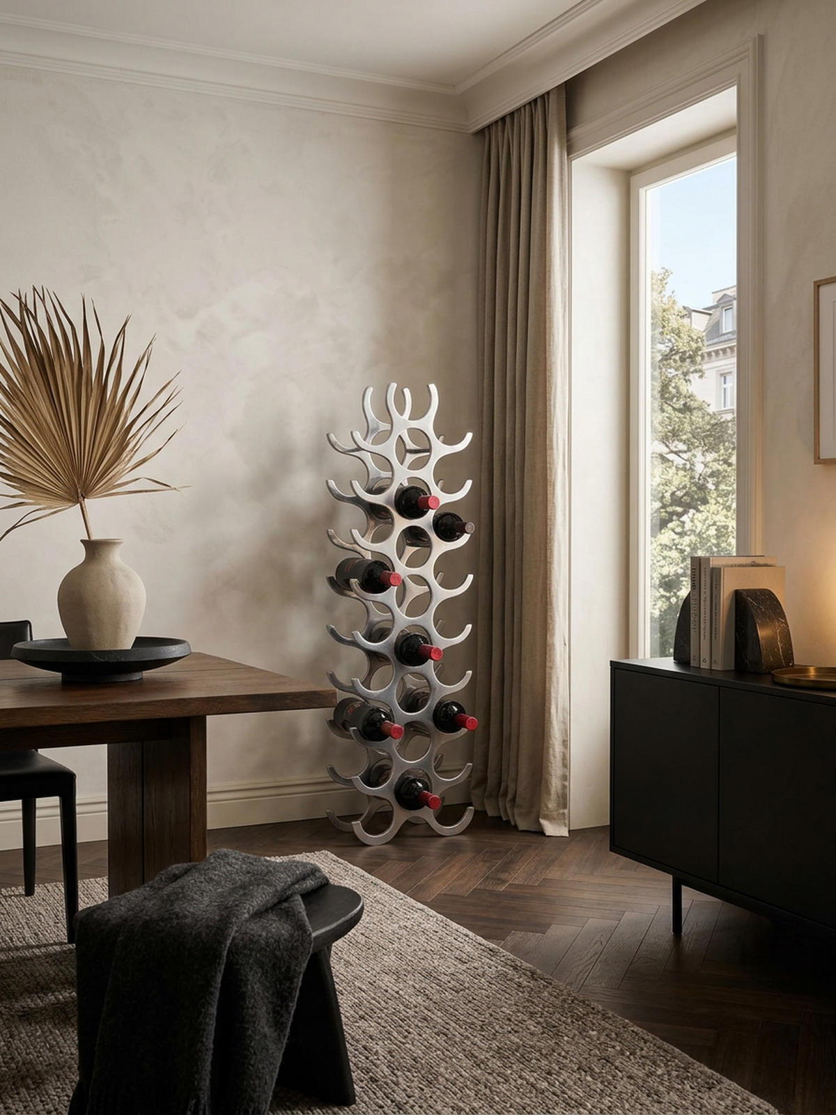 WEINREGAL Aluminium Modern Stil für 27 Flaschen stehend 98x31x14cm - Silberfarben, Metall (31/98/14cm) - KADIMA DESIGN