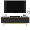 TV-SCHRANK Selene Schwarz Matt 140 cm mit Metallrahmen Glamour - Goldfarben/Schwarz, Holzwerkstoff (140/44/35cm) - Meble Lindner