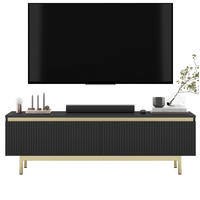 TV-SCHRANK Selene Schwarz Matt 140 cm mit Metallrahmen Glamour - Goldfarben/Schwarz, Holzwerkstoff (140/44/35cm) - Meble Lindner