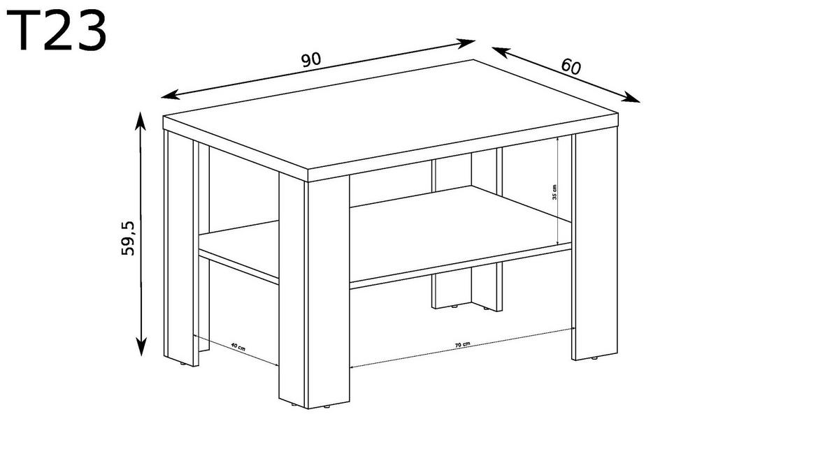 COUCHTISCH TADEUSZ T-23 - Akaziefarben, Holzwerkstoff (60/90/59cm) - Meblini