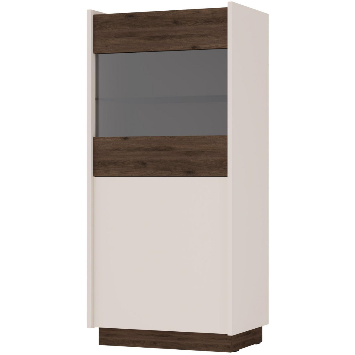 VITRINE Kobbe Beige / Nussbaum 60 cm - Beige, Holzwerkstoff (60/130/40cm) - Selsey