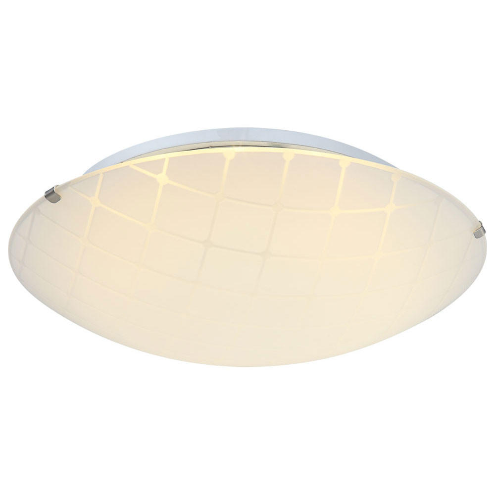 LED DECKENLEUCHTE Metall Weiß gemustert TURTLE - Weiß, Glas (30/30/10cm) - Globo Lighting