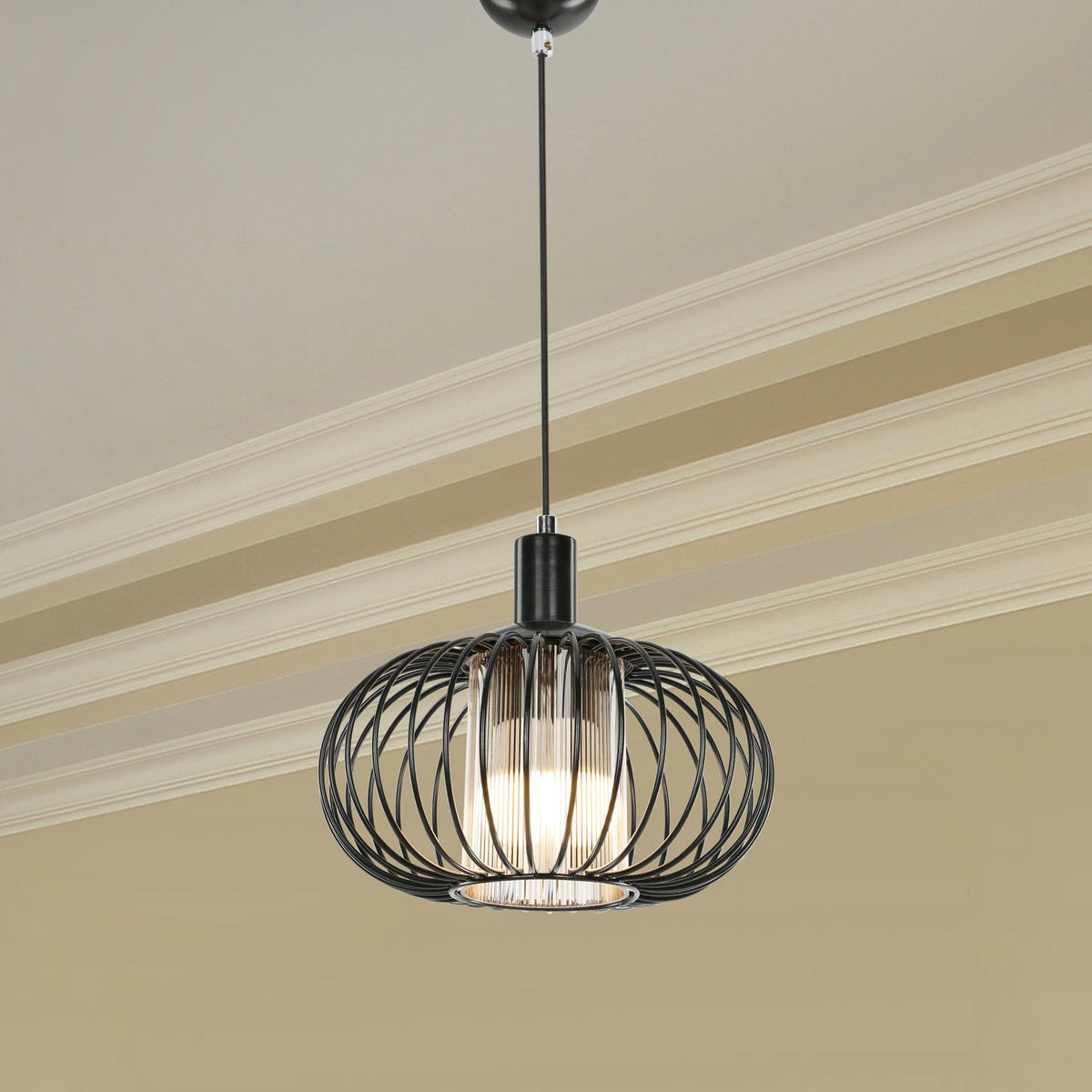 HÄNGELEUCHTE Batley - Schwarz, Metall (29/29/94cm) - lux.pro