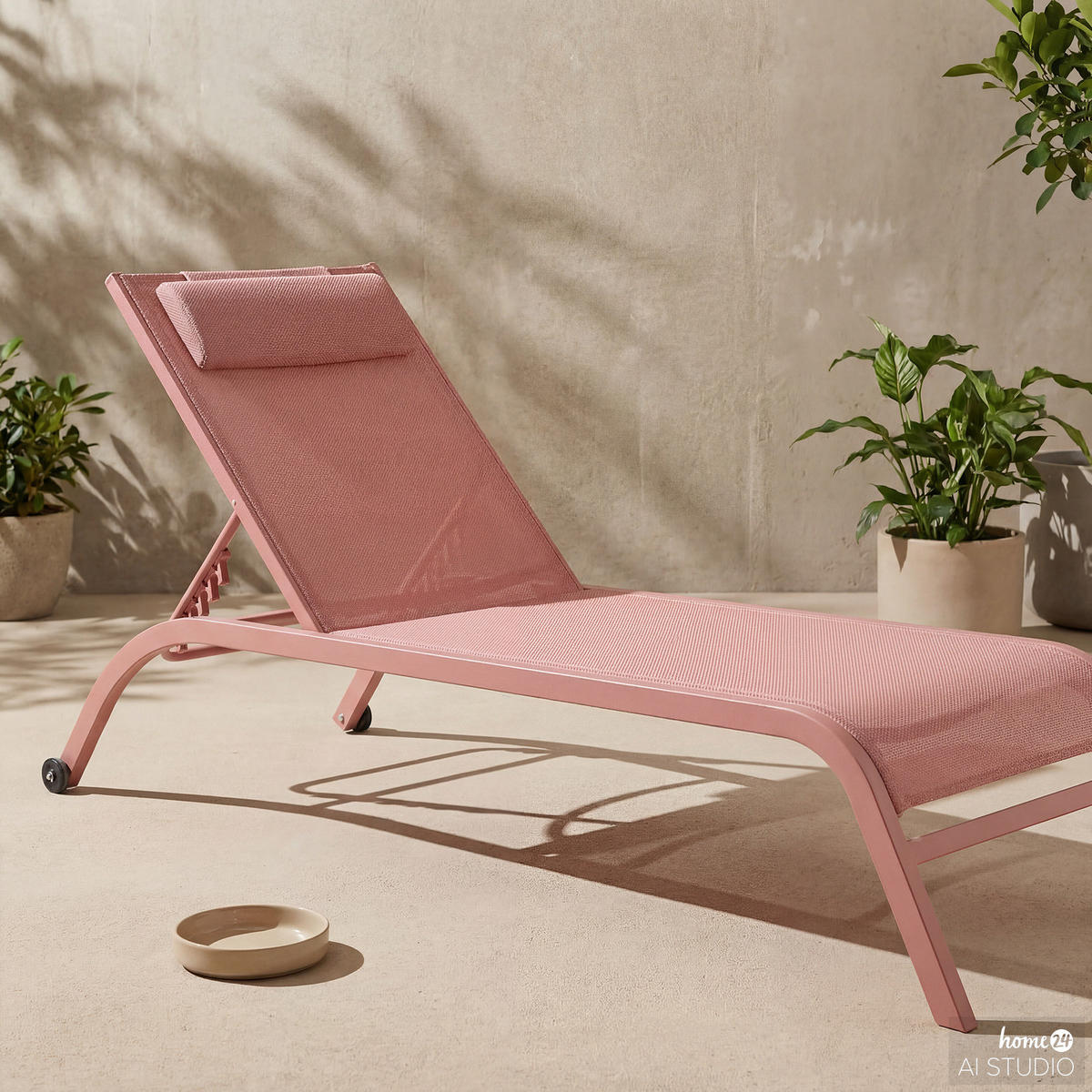 SONNENLIEGE - Polyrattan / Stahl - Terracotta, Textil/Metall (67/35/196cm) - home24